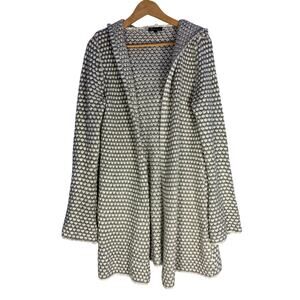 Baciano Women’s S Duster Cardigan With Hood Gray And White Crochet Bell Sleeves